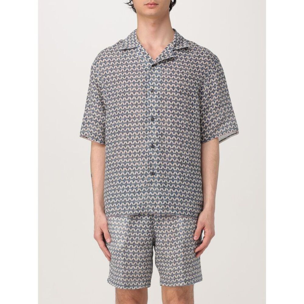 120% Lino Shirt Men Blue